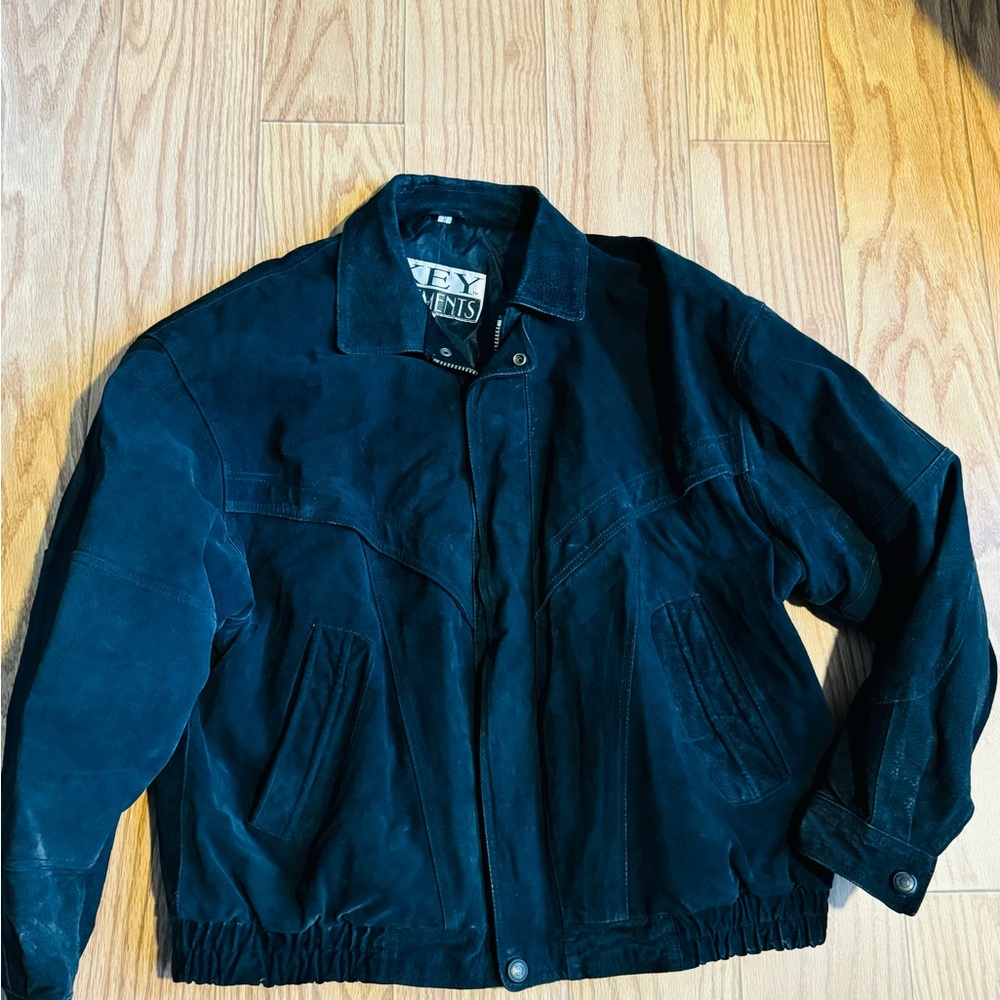 VINTAGE Key Elements Leather Bomber Suede Jacket Brown Adult  XL Mens